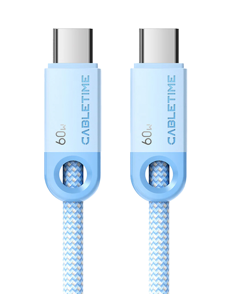 CT-CM60-PBL025 CABLETIME καλώδιο USB-C CT-CM60-PBL, 60W PD, 480Mbps, 0.25m, μπλε - 5210131120705 - Image 1
