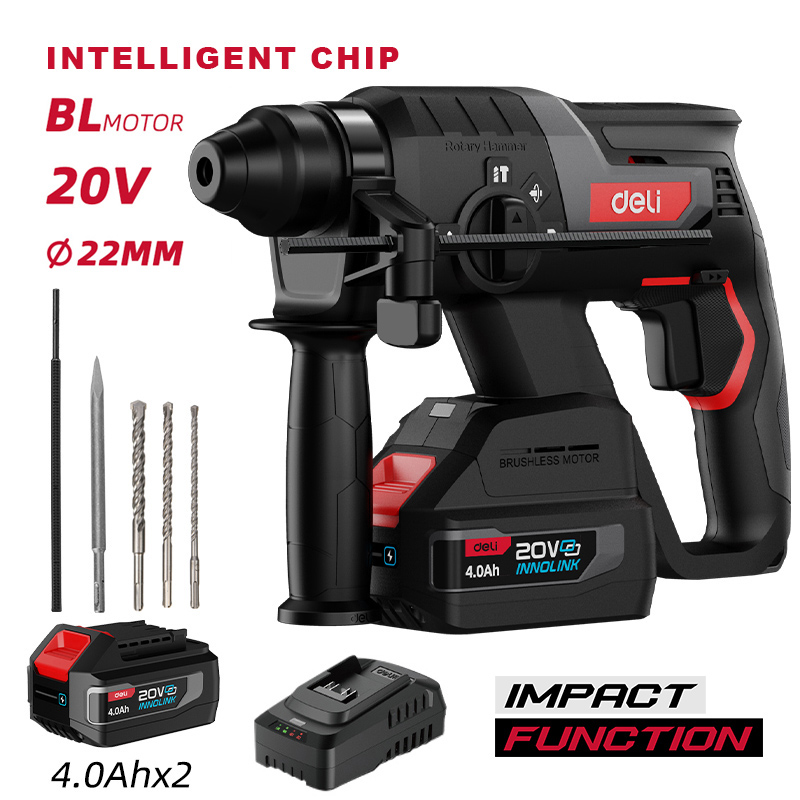 DE-DC20-2D4 DELI κρουστικό σκαπτικό μπαταρίας DE-DC20-2D4, Brushless, 20V, 2x 4Ah, 2J - 6975631081169 - Image 1