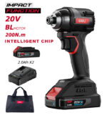 DELI παλμικό κατσαβίδι μπαταρίας DE-QZ20-1D2, Brushless, 20V, 2x 2Ah, 200N.m - 6975631081145