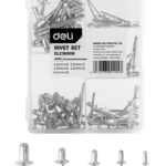 DELI σετ πριτσίνια DL236906, χάλυβας άνθρακα, 2.4-6.4mm, 75τμχ - 6974173011153