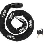 DELI κλειδαριά ποδηλάτου με κλειδί DL508021, Φ4mm, 1m, μαύρη - 6975102949929