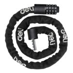 DELI κλειδαριά ποδηλάτου συνδυασμού DL508031, Φ4mm, 1m, μαύρη - 6975102949936