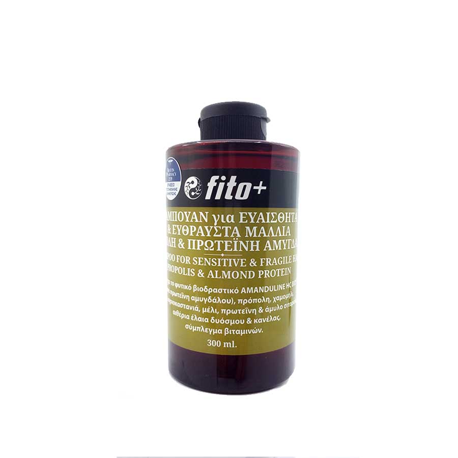 fito_sampouan_gia_euaisthita_mallia Fito+ Σαμπουάν Για Ευαίσθητα και Εύθραυστα Μαλλιά (Πρόπολη και Πρωτεΐνη Αμύγδαλου) 300ml - Image 1