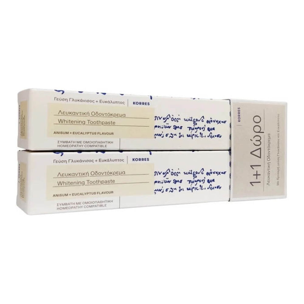 korres_whitening ΚΟΡΡΕΣ Korres Λευκαντική Οδοντόκρεμα ΚΟΡΡΕΣ με Γλυκάνισο και Ευκάλυπτο 2 Τεμάχια - Image 1