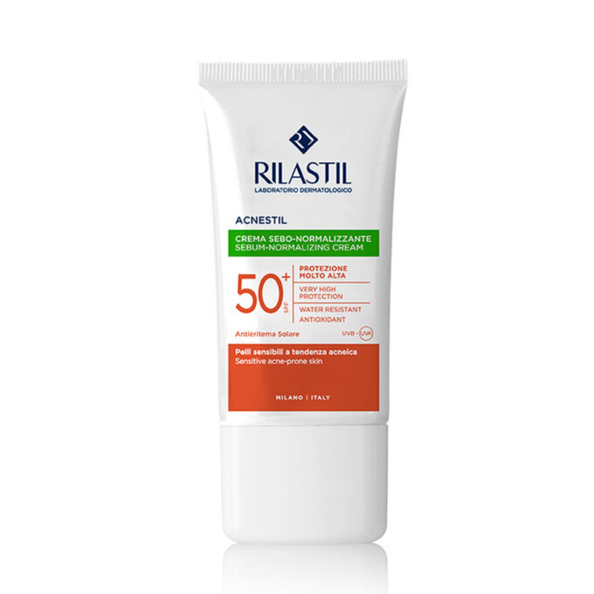 rilastil-sun-system-spf50-acnestil-adiavrochi-antiliaki-krema-prosopou-me-spf50-40ml Rilastil Sun System SPF50+ Acnestil Αδιάβροχη Αντηλιακή Κρέμα Προσώπου Για Λιπαρή Επιδερμίδα με SPF50+ 40ml - Image 1