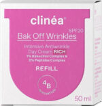 Clinea Bak Off Wrinkles Rich Refill Αντιγηραντική Κρέμα Προσώπου Ημέρας με SPF20 με Πανθενόλη & Πεπτίδια 50ml - Image 2