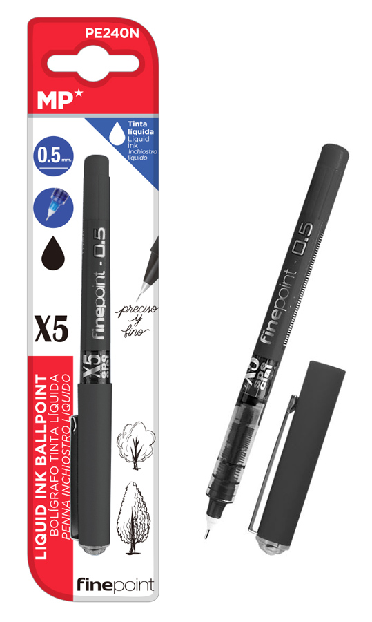 PE240N MP στυλό διαρκείας, καλλιγραφίας PE240N, 0.5mm, μαύρο - 8435464124764 - Image 1