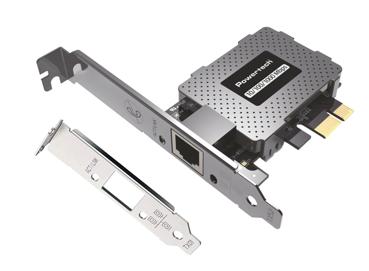 PT-1453 POWERTECH κάρτα επέκτασης δικτύου PCIe σε RJ45 PT-1453, 1000Mbps - 5210131133217 - Image 1