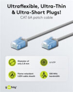 GOOBAY καλώδιο δικτύου 74227, CAT 6A U/UTP, ultra slim, copper, 500MHz, 10m, γκρι - 4040849742279 - Image 2