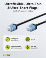 GOOBAY καλώδιο δικτύου 74240, CAT 6A U/UTP, ultra slim, copper, 500MHz, 7.5m, μαύρο - 4040849742408 - Image 2
