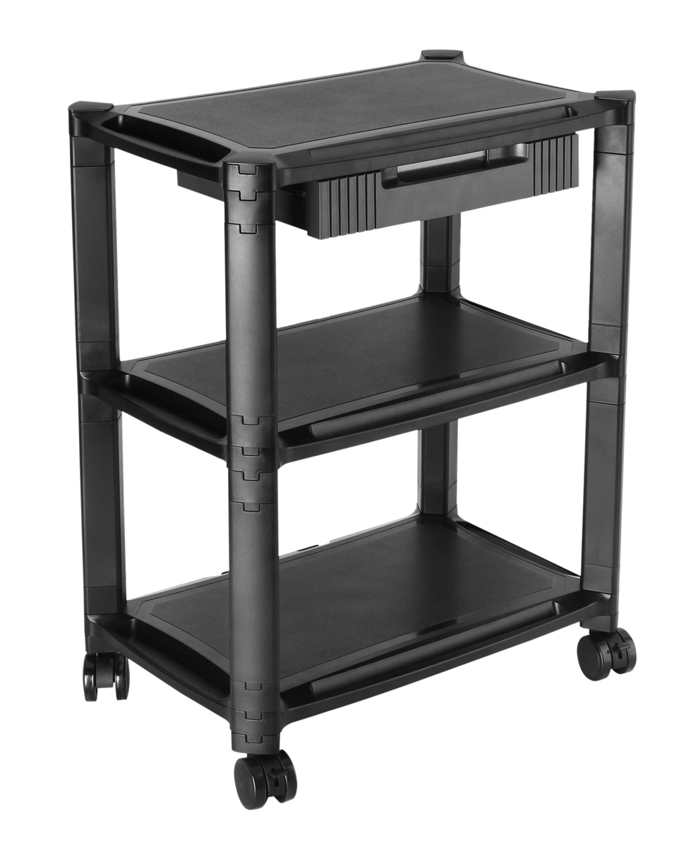 AMS-5L BRATECK ραφιέρα δαπέδου AMS-5L με ροδάκια, 3 ράφια, 50x33x63.5cm, έως 10kg, μαύρη - 5210131140567 - Image 1