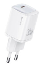 USAMS φορτιστής τοίχου US-CC251, USB-C, 30W, GaN, λευκός - 6958444910543