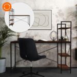 HOME USE γραφείο HUH-0249 με ραφιέρα, 120x60x122cm, καφέ/μαύρο - 5210131137192 - Image 2