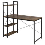 HOME USE γραφείο HUH-0249 με ραφιέρα, 120x60x122cm, καφέ/μαύρο - 5210131137192