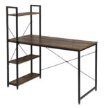 HOME USE γραφείο HUH-0249 με ραφιέρα, 120x60x122cm, καφέ/μαύρο - 5210131137192