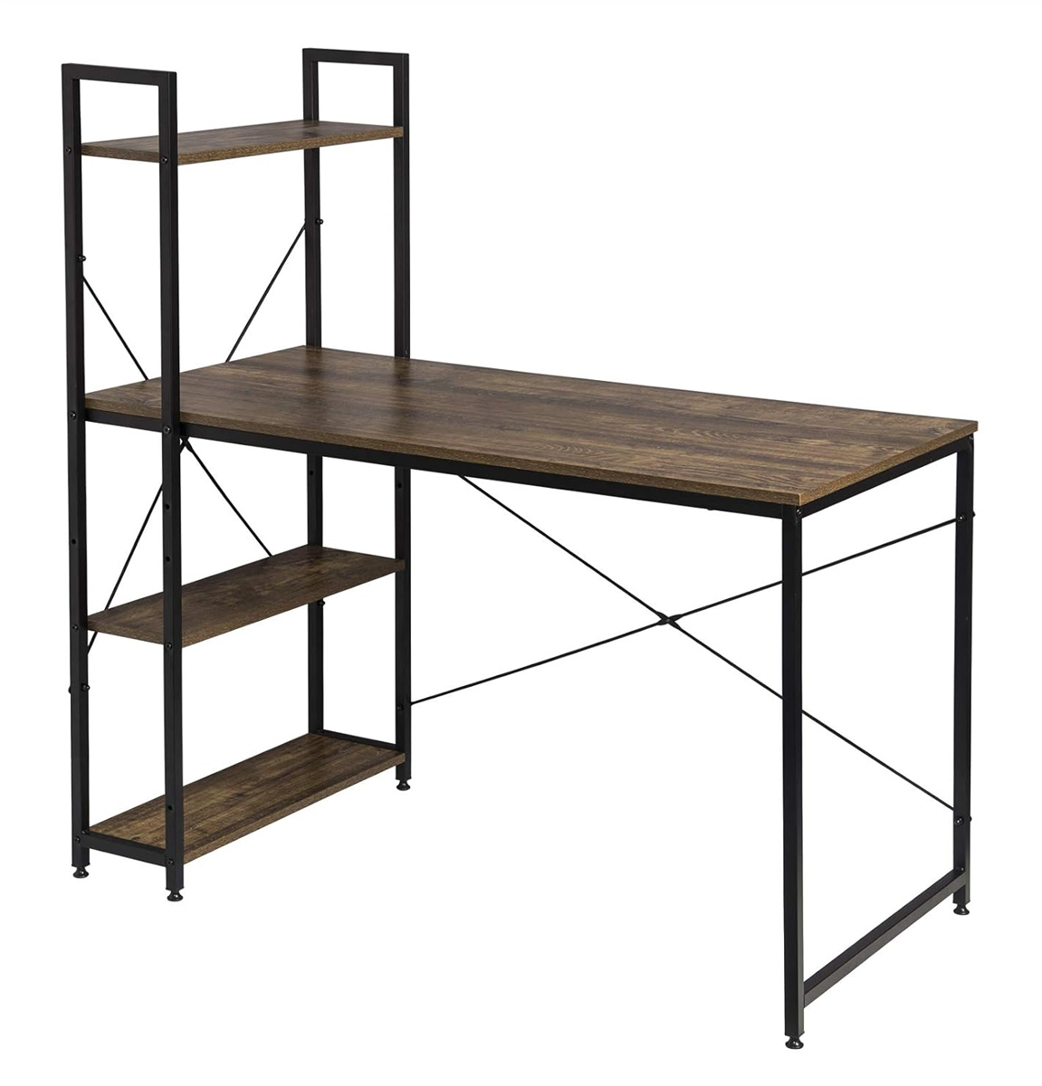 HUH-0249 HOME USE γραφείο HUH-0249 με ραφιέρα, 120x60x122cm, καφέ/μαύρο - 5210131137192 - Image 1