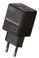 POWERTECH φορτιστής τοίχου PT-1499 με οθόνη, USB/USB-C, 35W, GaN, μαύρος - 5210131138274 - Image 2