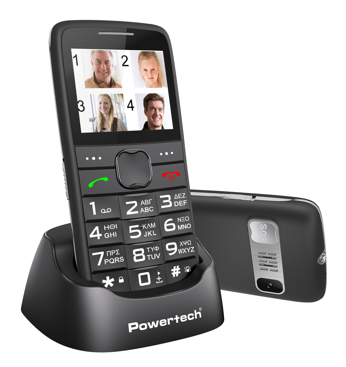 PTM-18-01 POWERTECH κινητό τηλέφωνο Sentry Eco V2, dual SIM, πλήκτρο SOS, μαύρο - 5210131011478 - Image 1