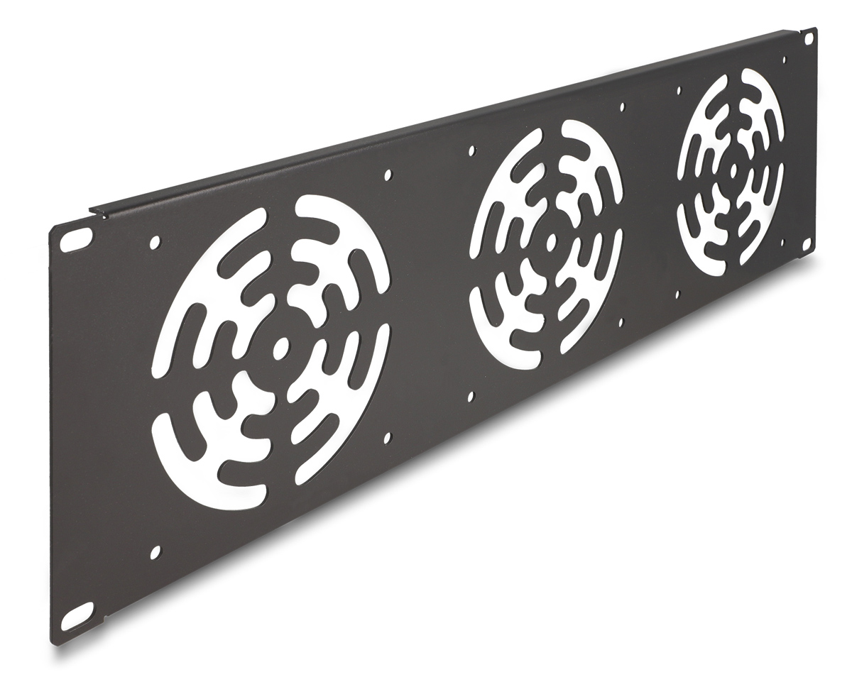 66747 DELOCK κάλυμμα για 3x 120mm ανεμιστήρες 66747 για rack 19"/3U, μεταλλικό, μαύρο - 4043619667475 - Image 1
