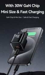 USAMS φορτιστής τοίχου CC263, USB & USB-C, 30W, GaN, μαύρος - 6958444993850 - Image 2