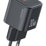 USAMS φορτιστής τοίχου CC263, USB & USB-C, 30W, GaN, μαύρος - 6958444993850