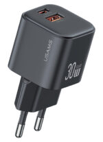 USAMS φορτιστής τοίχου CC263, USB & USB-C, 30W, GaN, μαύρος - 6958444993850