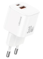 USAMS φορτιστής τοίχου CC263, USB & USB-C, 30W, GaN, λευκός - 6958444993867