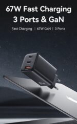 USAMS φορτιστής τοίχου CC265, USB & 2x USB-C, 67W, GaN, μαύρος - 6958444993874 - Image 2