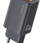 USAMS φορτιστής τοίχου CC265, USB & 2x USB-C, 67W, GaN, μαύρος - 6958444993874