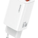 USAMS φορτιστής τοίχου CC265, USB & 2x USB-C, 67W, GaN, λευκός - 6958444993881