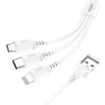 KAKUSIGA καλώδιο USB σε USB-C/Lightning/Micro USB KSC-997, 5A, 1.2m, λευκό - 6921042147000