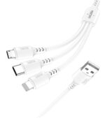 KAKUSIGA καλώδιο USB σε USB-C/Lightning/Micro USB KSC-997, 5A, 1.2m, λευκό - 6921042147000