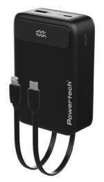 POWERTECH power bank PT-1504 με καλώδια & οθόνη, 20000mah, 22.5W, μαύρο - 5210131141489