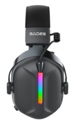 SADES gaming headset Defender, ασύρματα & ενσύρματα, 50mm, 1050mAh, RGB, multi-platform, μαύρο - 6974828470496 - Image 2