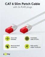 GOOBAY καλώδιο δικτύου 71546, CAT 6 U/UTP, slim, copper, 250MHz, 0.25m, γκρι - 4040849715464 - Image 2