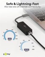 GOOBAY αντάπτορας δικτύου 76579, USB-C, 1000Mbps Ethernet, μαύρος - 4040849765797 - Image 2