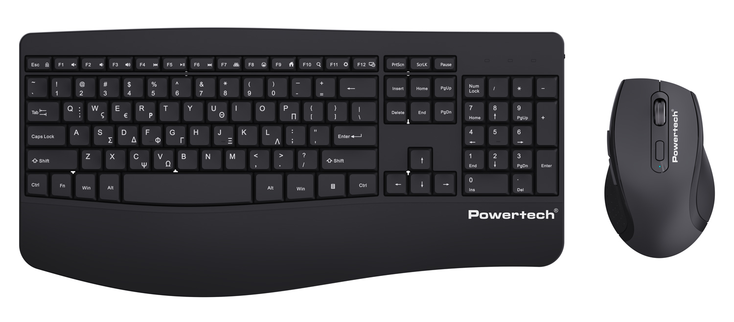 PT-1490 POWERTECH set ποντίκι & πληκτρολόγιο PT-1490, 2.4GHz & Bluetooth, μαύρο - 5210131134351 - Image 1