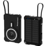POWERTECH ηλιακό power bank PT-1505 με καλώδιο & φακό, 10000mah, magnetic wireless, 35W, μαύρο - 5210131141687