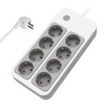 POWERTECH πολύπριζο ασφαλείας PT-1534, 8 θέσεων, 16A, 1.5m, λευκό - 5210131148075