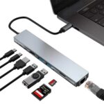 POWERTECH docking station PT-1536, 8 θυρών, USB-C σύνδεση, 87W PD, 100Mbps, γκρι - 5210131148457 - Image 2