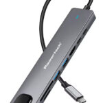 POWERTECH docking station PT-1537, 8 θυρών, USB-C σύνδεση, 100W PD, 1000Mbps, γκρι - 5210131148464
