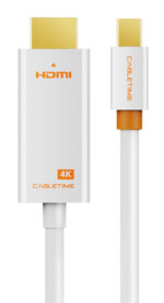CABLETIME καλώδιο mini DisplayPort σε HDMI CT-AV588-03G4K, 4K/30Hz, 1m, λευκό - 5210131149126