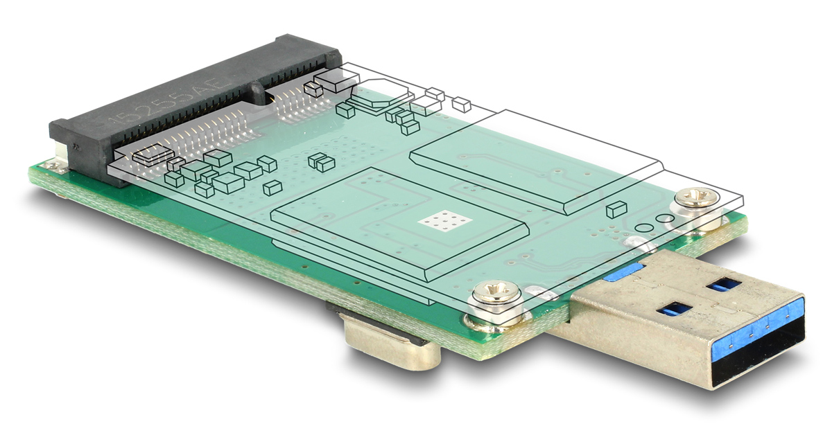 62681 DELOCK αντάπτορας USB σε mSATA 62681, 5Gbps - 4043619626816 - Image 1