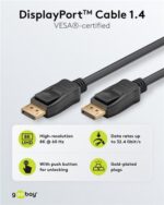 GOOBAY καλώδιο DisplayPort 74777, VESA Certified, 8K/60Hz, 32.4 Gbps, 1m, μαύρο - 4040849747779 - Image 2