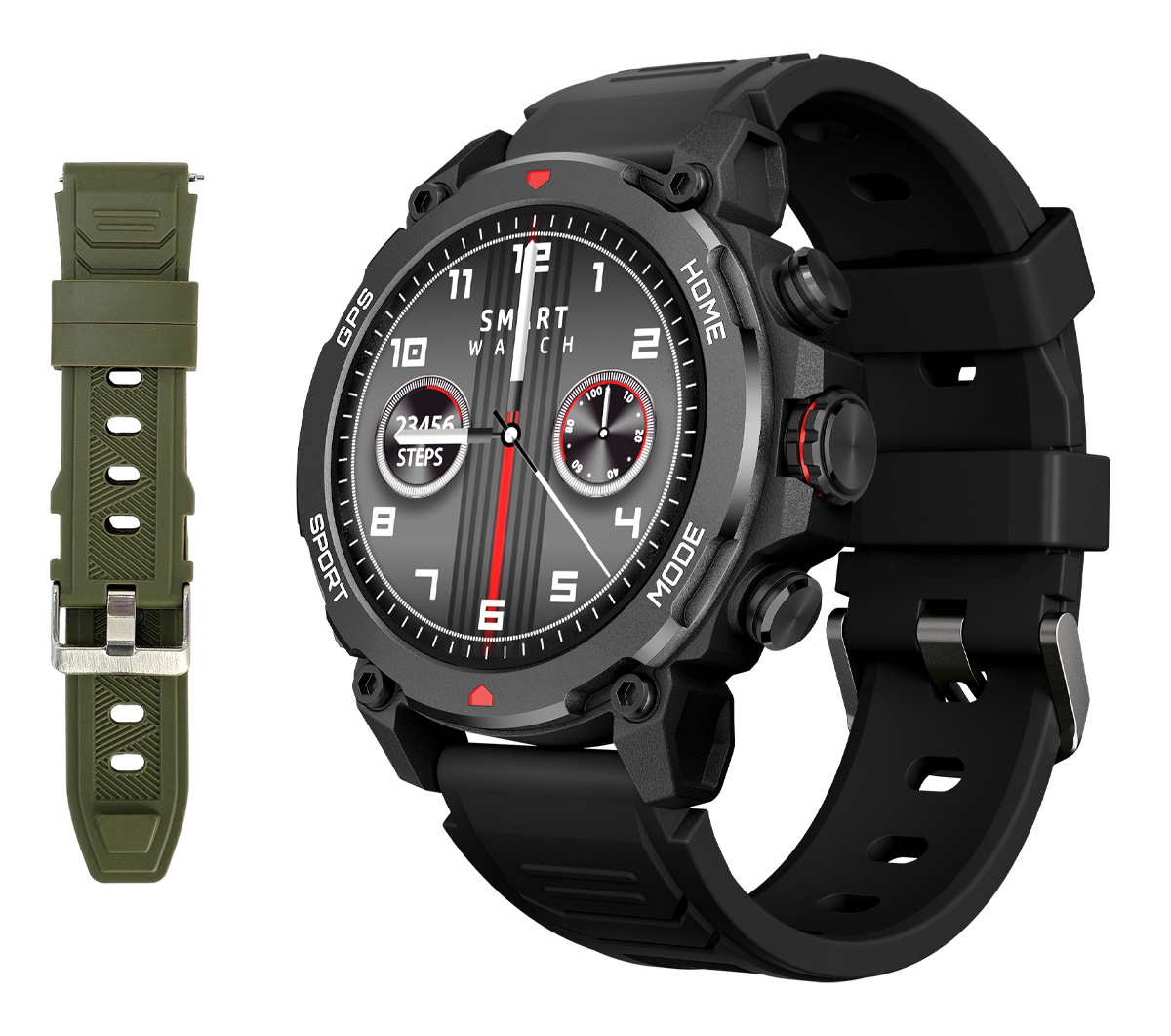 IT-070-6 INTIME smartwatch G6 με 2x λουράκια, heart rate, 1.43" AMOLED, GPS, 5ATM/IP69, titanium black - 5210131144046 - Image 1