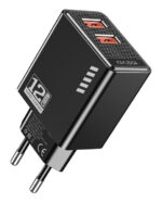 KAKUSIGA φορτιστής τοίχου KSC-1237, 2x USB, 12W, μαύρος - 6921042140537