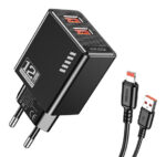 KAKUSIGA φορτιστής τοίχου KSC-1238 με καλώδιο Lightning, 2x USB, 12W, μαύρος - 6921042140551