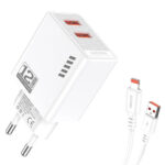 KAKUSIGA φορτιστής τοίχου KSC-1238 με καλώδιο Lightning, 2x USB, 12W, λευκός - 6921042140582
