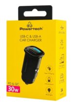 POWERTECH φορτιστής αυτοκινήτου PT-1538, USB & USB-C, 30W, μαύρος - 5210131148525 - Image 2