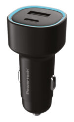 POWERTECH φορτιστής αυτοκινήτου PT-1539, USB & USB-C, 85W, μαύρος - 5210131148532